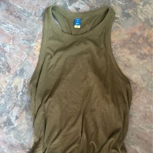Olive Green Ribbed Tank Top